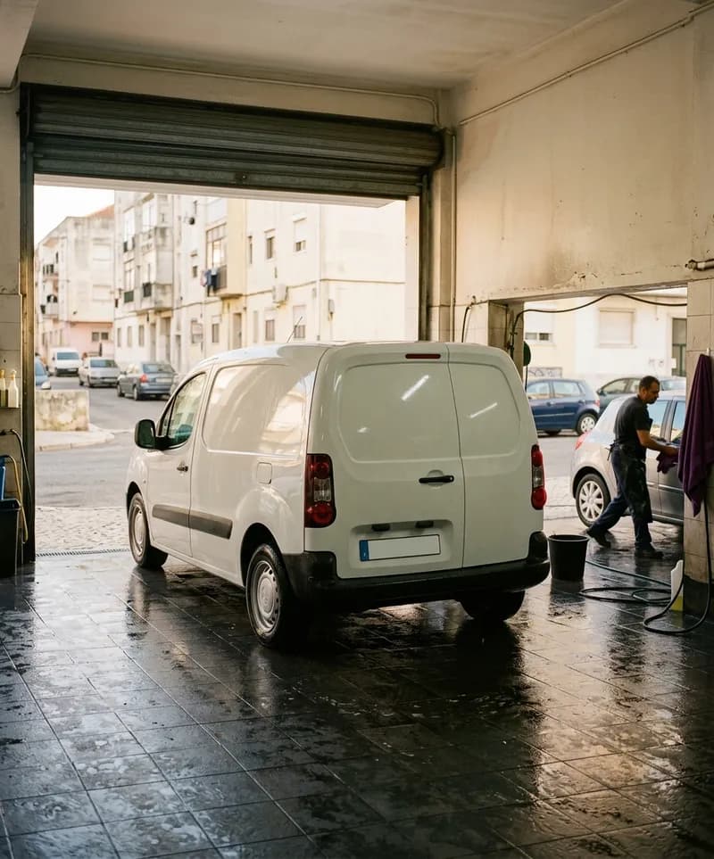 Carrinha comercial branca limpa