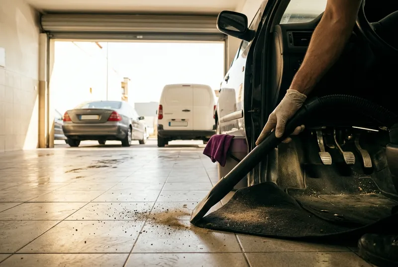 Aspiração dos tapetes de um carro
